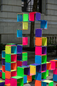 multi-color tower of interlocked bookends.