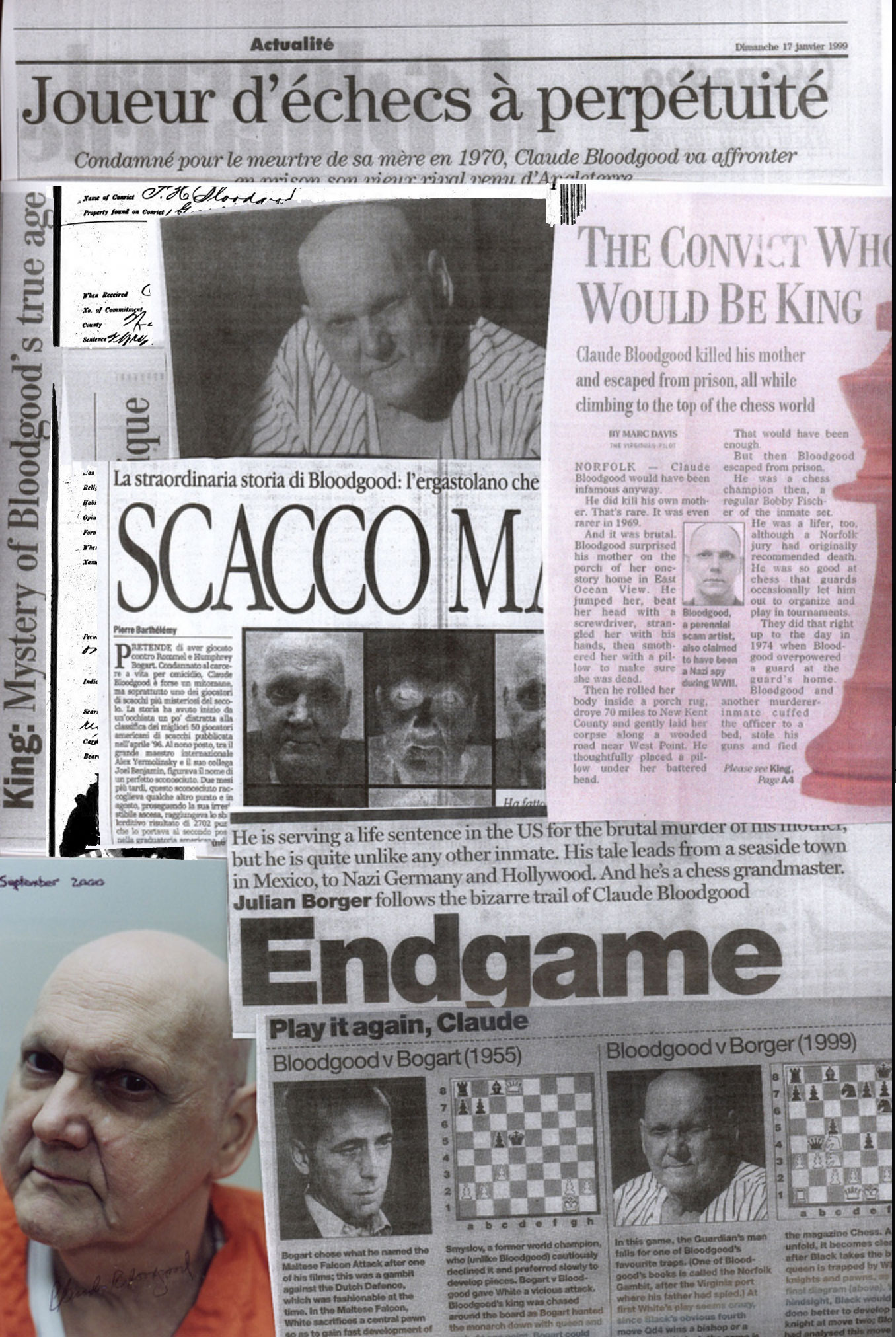 A Collage of Newspaper Articles and Photos of Claude F. Bloodgood