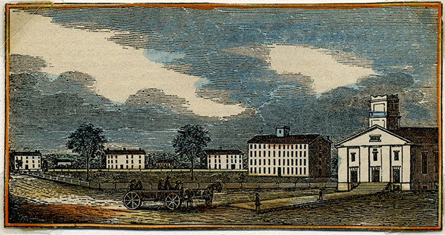 Painting of Oberlin Collegiate Institute and First Church, 1846