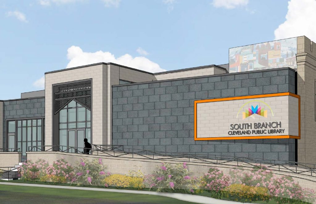 Sounth Branch rendering showing new ADA complient entrance in the rear of the building